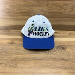 Vintage Logo Athletic White and Blue Blues Hockey Cap